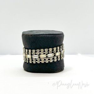 Vintage Wide Rhinestone Statement Bracelet